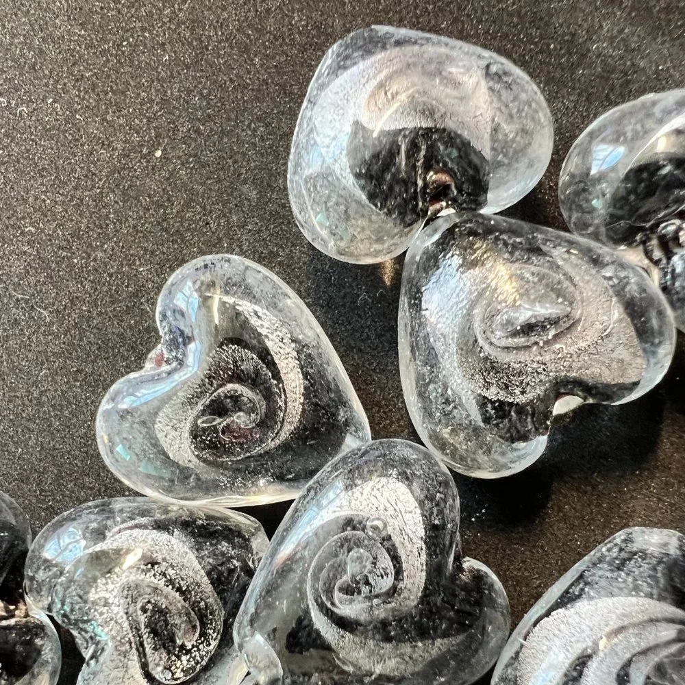 NWOT📌 30 Beautiful Marble Glass Hearts 20 x 17 mm for Jewelry Making - Craft